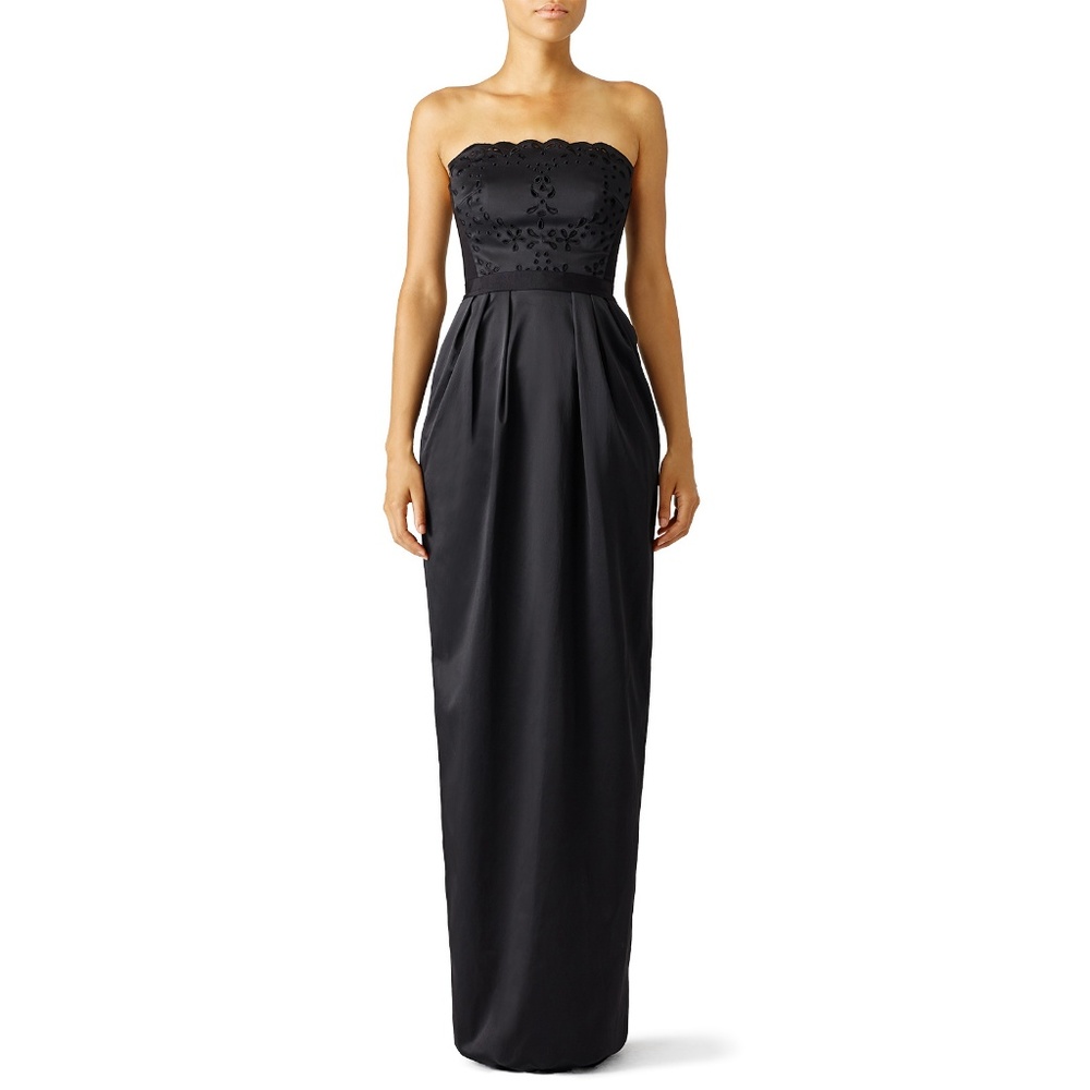 Monique Lhuillier Black Laser Cut Gown SO STUNNING